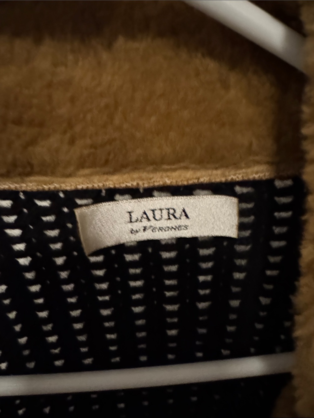 Laura Faux-Sherpa Lined Black & Tan Cardigan